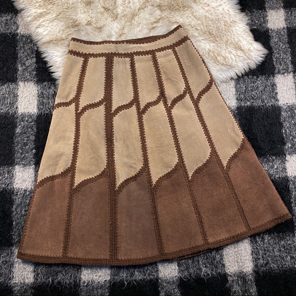 Vintage 70s young east brown suede a line skirt 13/14 - Picture 5 of 16